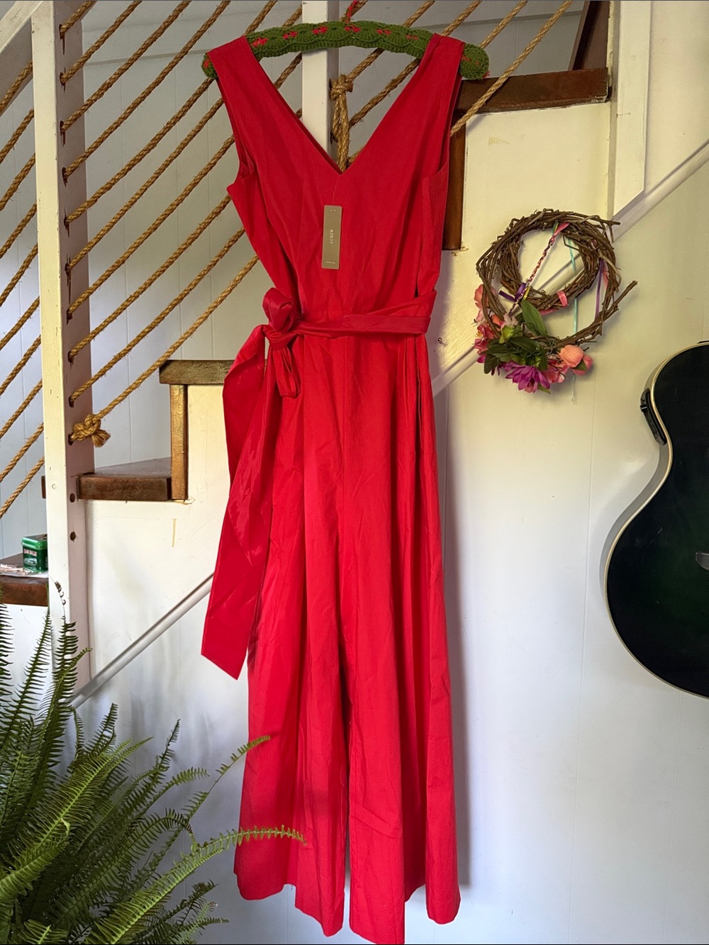 NWT J. Crew Bold Red V-Neck Sleeveless Jumpsuit